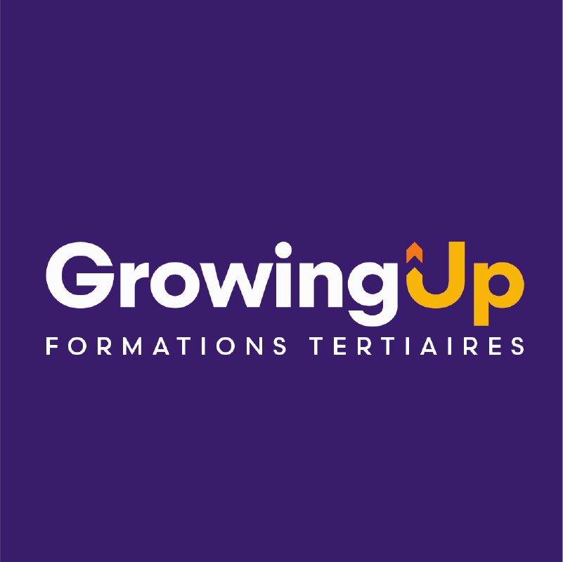 Logo blanc Growing Up sur fond coloré - Digital-Lisa | Lisa Bardet | Concepteur Designer UI | Portfolio