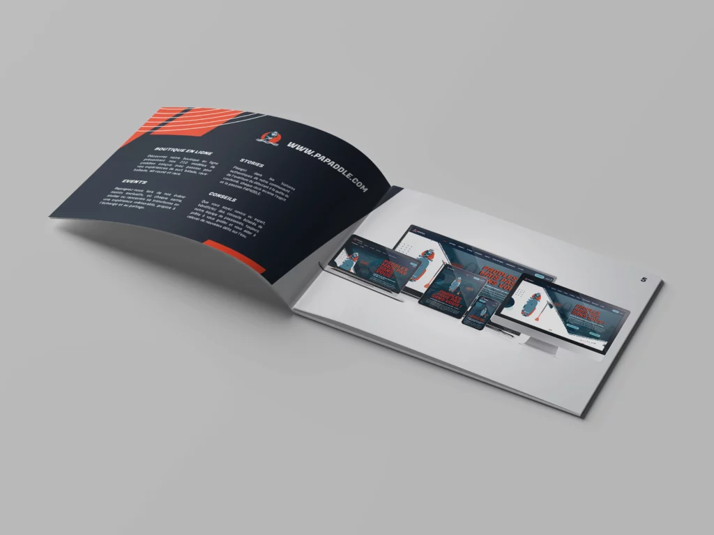 Mockup Brochure Papaddle réalisé par Lisa Bardet, Conceptrice et designer UI | Portfolio | Digital Lisa
