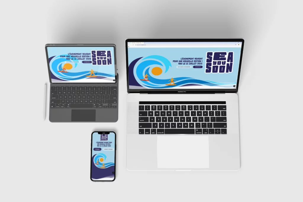Mockup du site web Sea You Soon conçu par Lisa Bardet, Concepteur Designer UI, pour son portfolio Digital Lisa.
